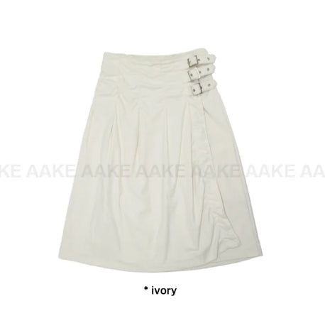 CORDUROY BUCKLE WRAP SKIRT