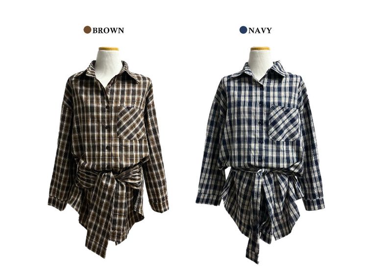 Rook Waist Point Check Long Shirt