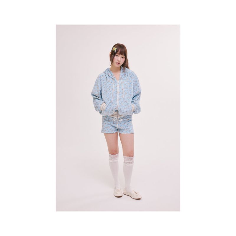 rabbit fluffy hoodie babi blue