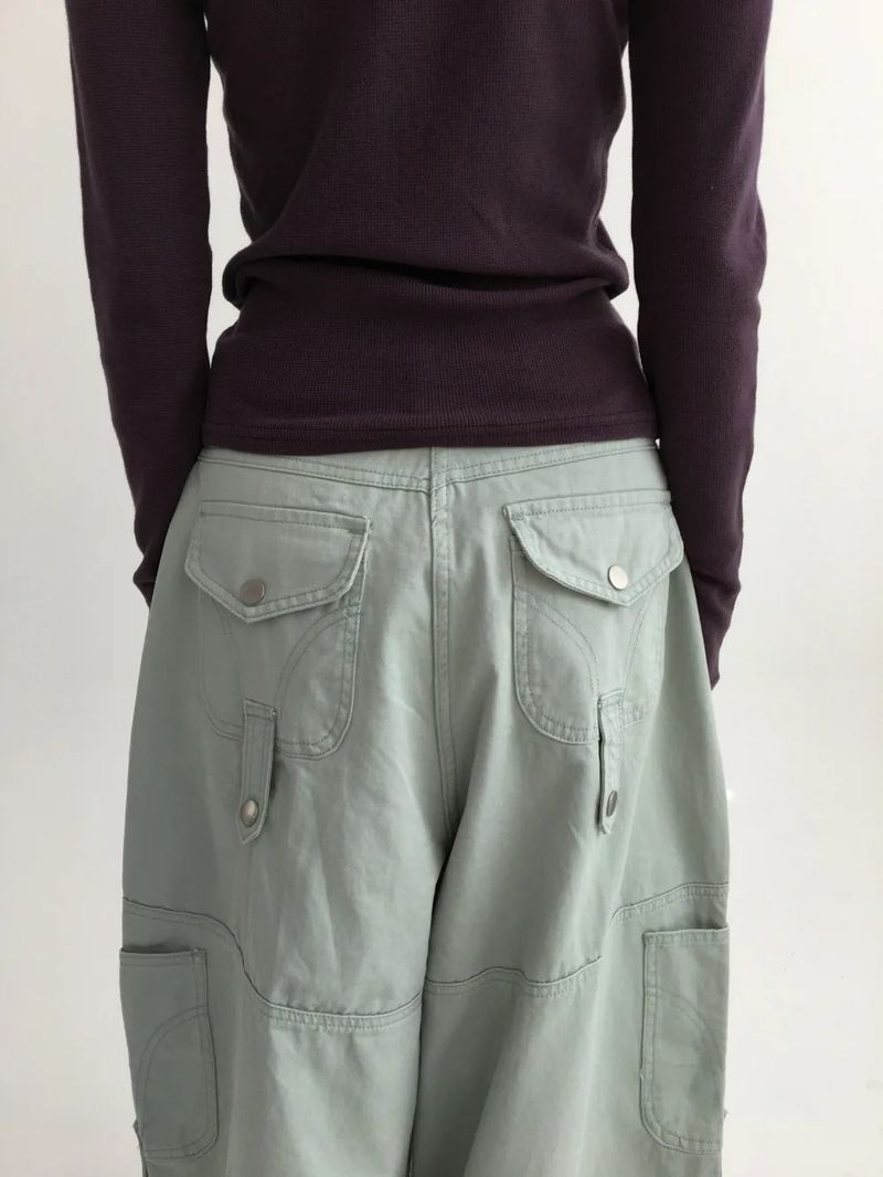 Denp Button Cargo Wide Pants (3color)