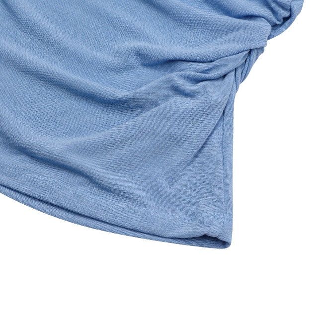 VIOLA ONE SHOULDER UNBALANCE SHIRRING HALF T (2Color)