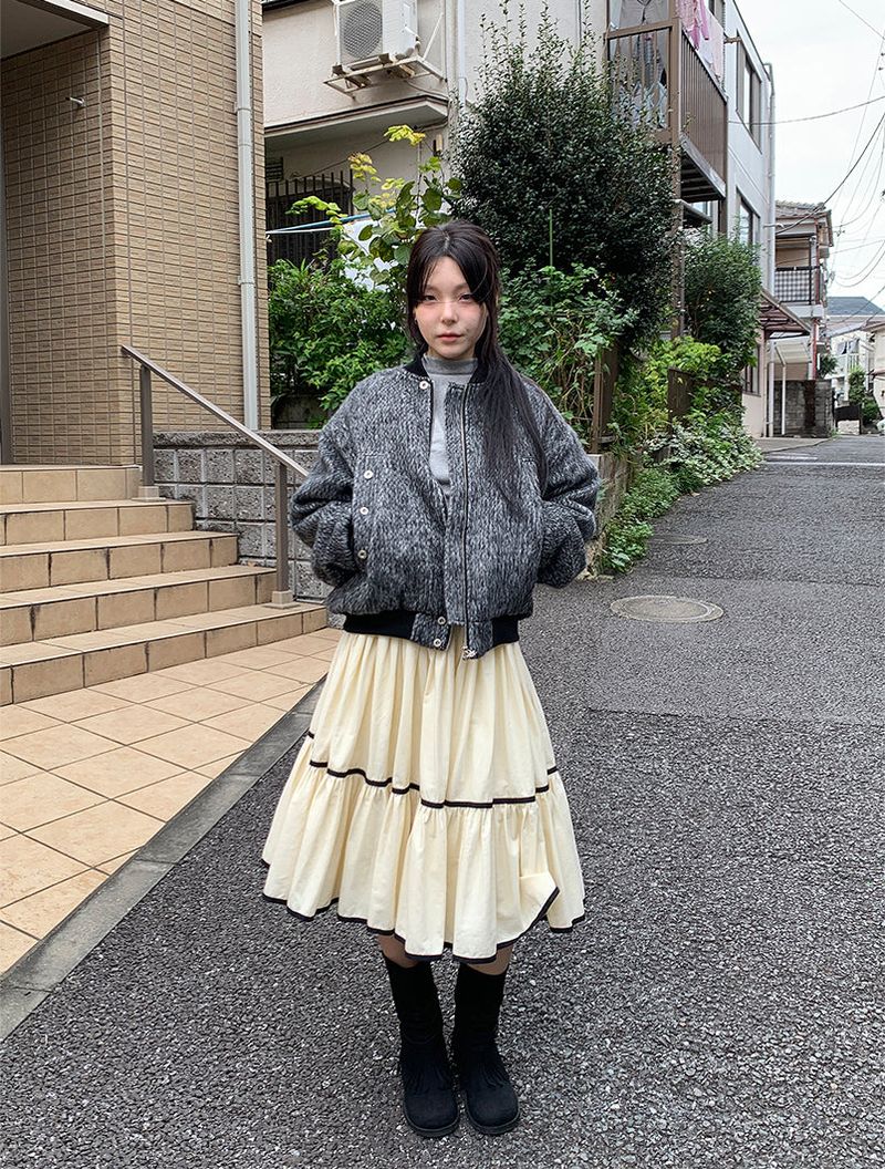 TAPE FLARE RIBBON SKIRT (2C)