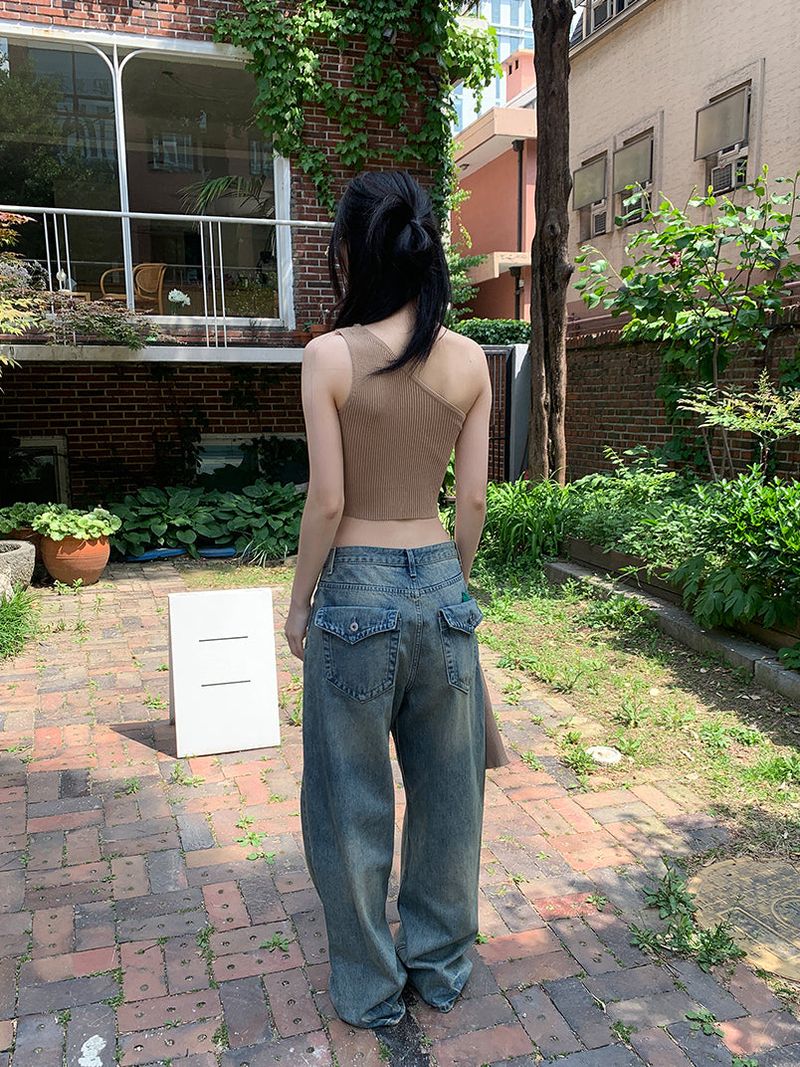 BACK POCKET WIDE JEANS