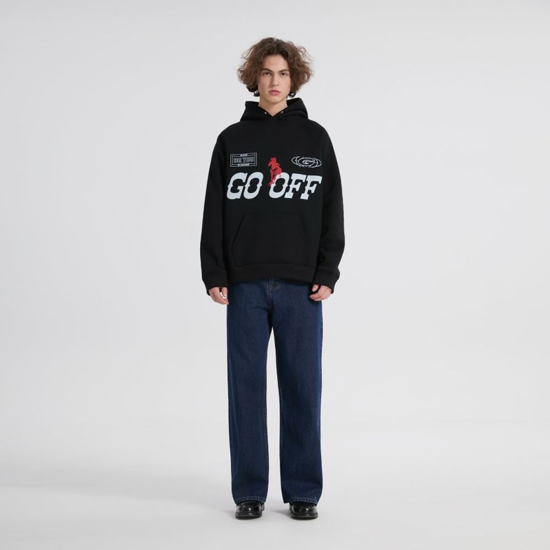 GO OFF（ゴーオフ）の「ヘビーウェイトグラフィックフーディー-グレイッシュブラック（トップス）」