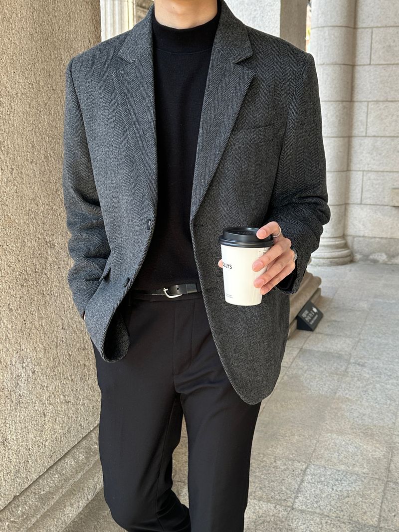 LMN Herringbone Wool Blazer (2 colors)
