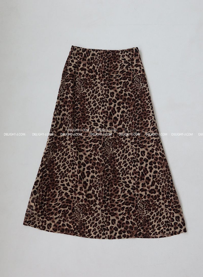 leopard leopard print maxi long skirt
