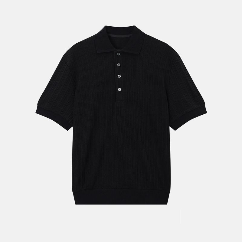 Texture collar knitwear short-sleeve
