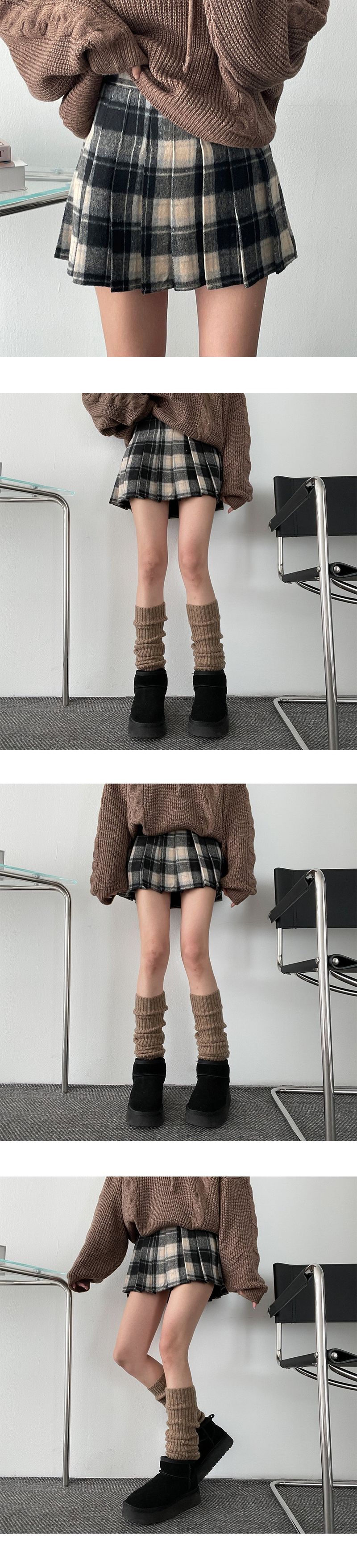 Cha Cha woolen check tennis skirt