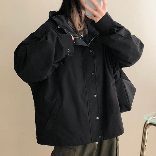 Hate Boxy String Color Hooded Jumper