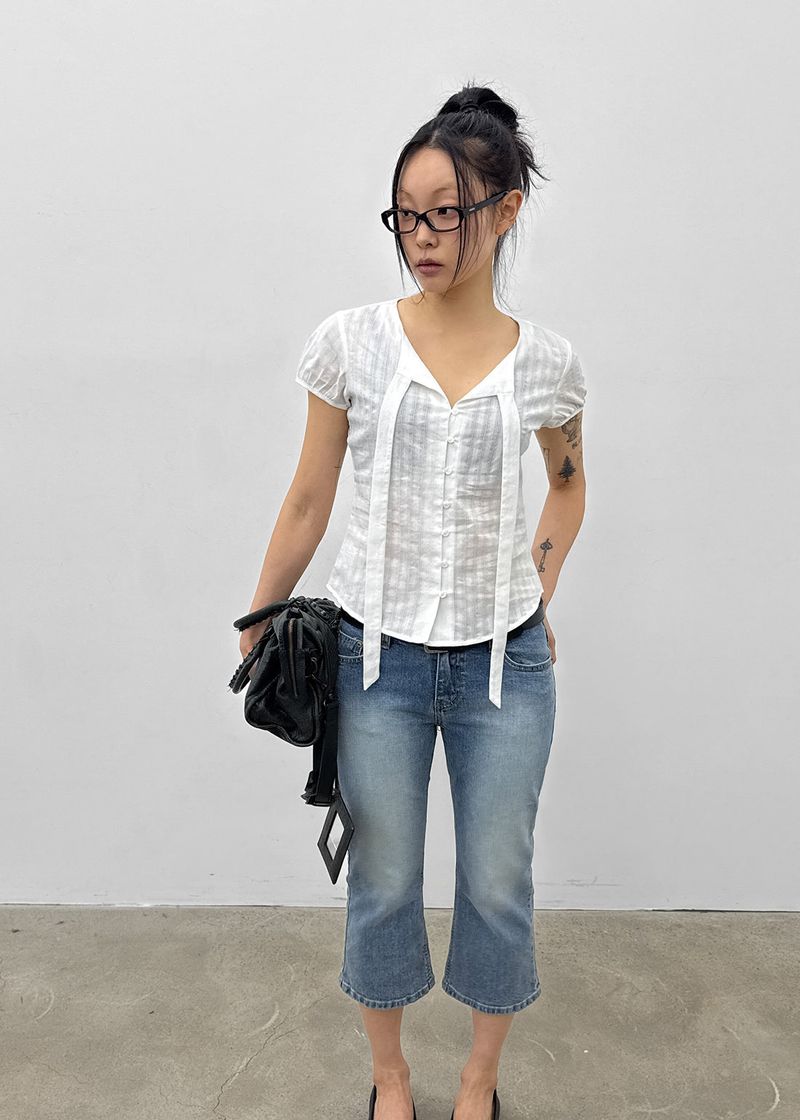 BLACKUP（ブラックアップ）の「[MADE] Rouer Tie Short-Sleeve Blouse（Tops）」