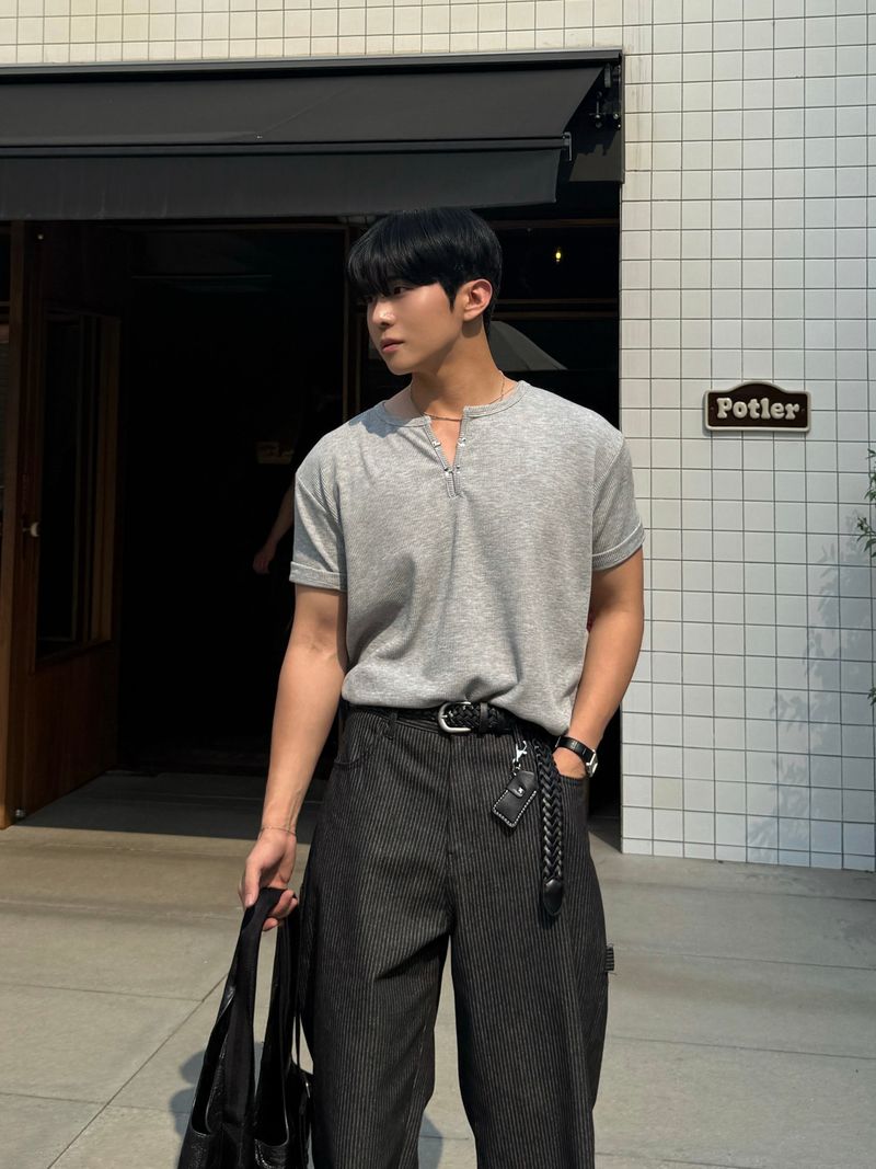 Pint stripe denim pants