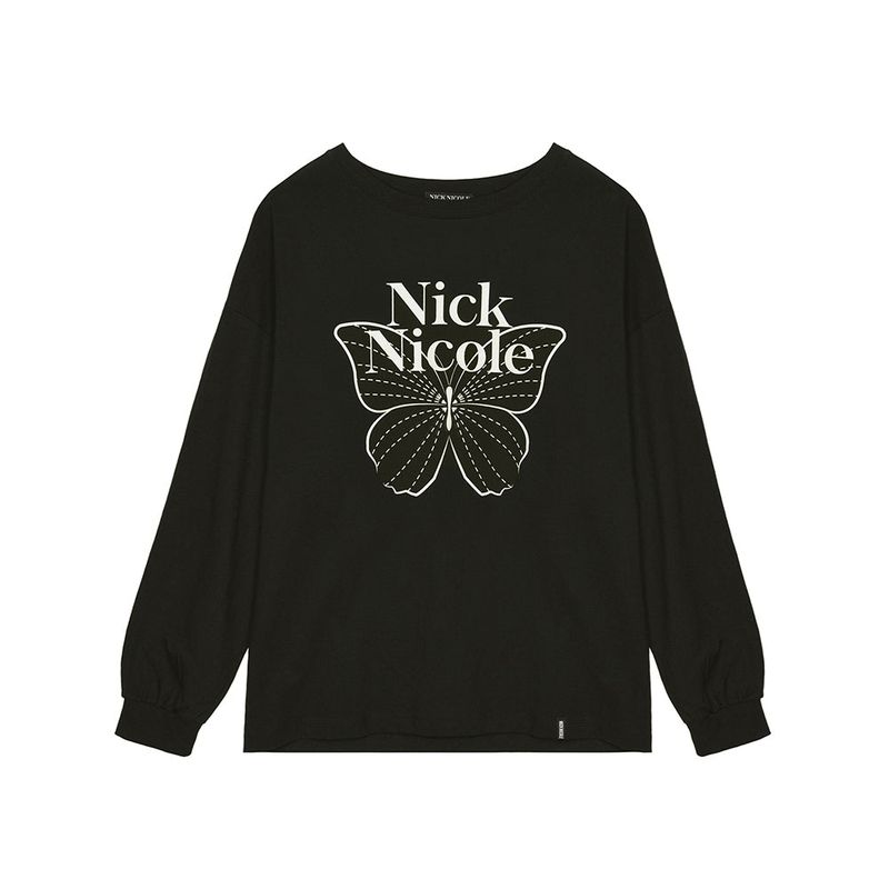 NICK&NICOLE(ニック&ニコール)の「BUTTERFLY SIGNATURE LS TOP_BLACK CREAM(Tops)」