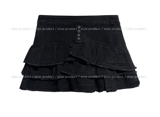 Canchu Eyelet Tiered Miniskirt