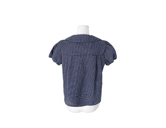 Odile Double Button Puff Check Collar Shirt Blouse