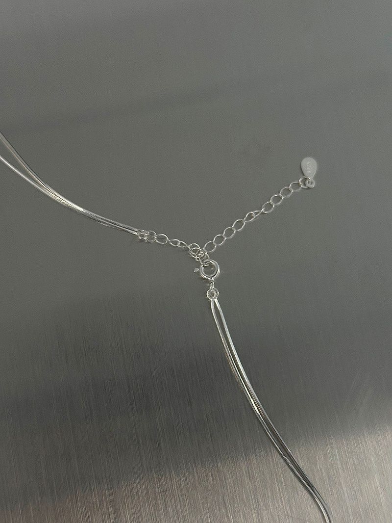 [925silver] Snake layered drop necklace