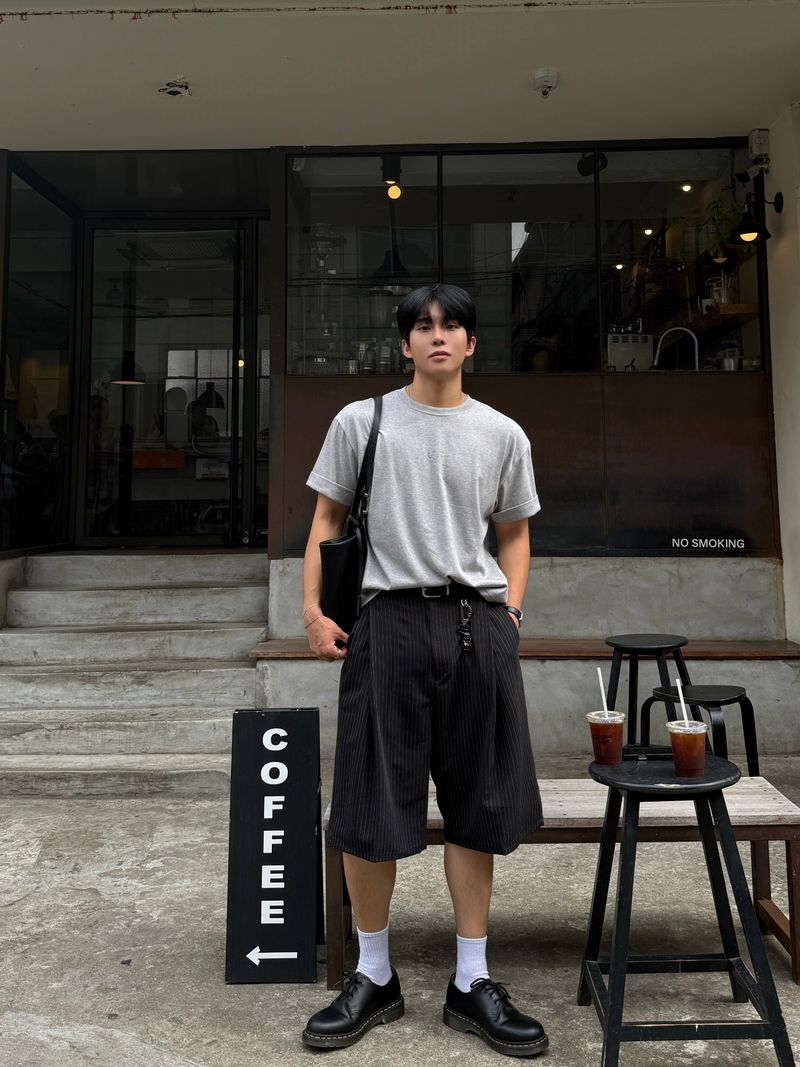 Laurent keyring stripe bermuda pants
