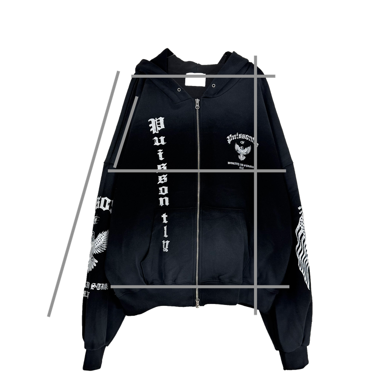 dirty eagle hooded zip-up