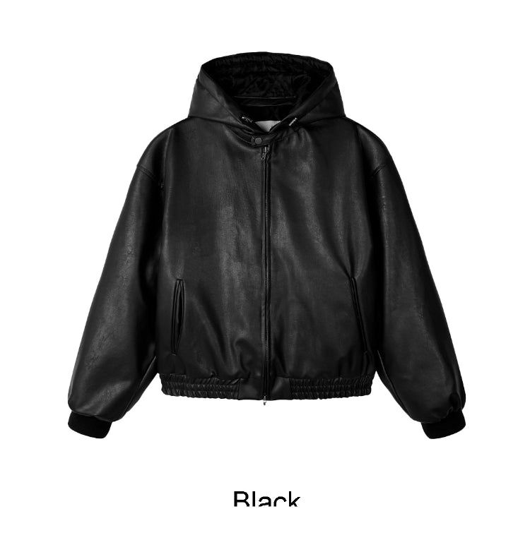 DL Leather Hooded Jumper (4oz)