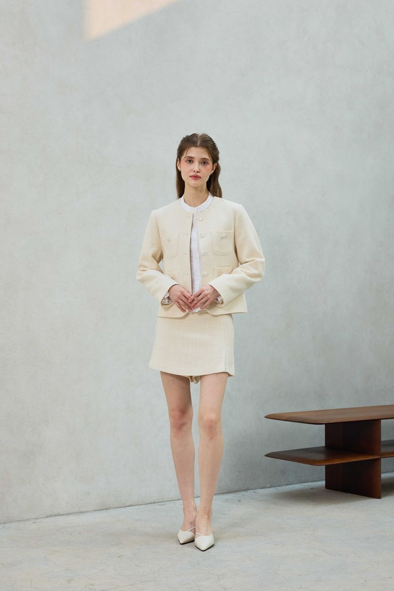 CHERISH TWEED SKIRT PANTS / WHITE