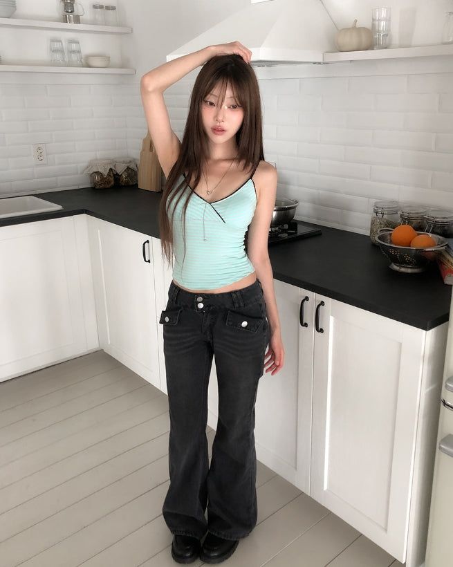 Hatin Flap Pocket Low Bootcut Denim Pants