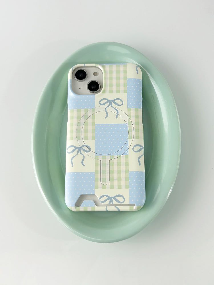 Ribbon Pattern Magsafe Card Hard Case(Blue)