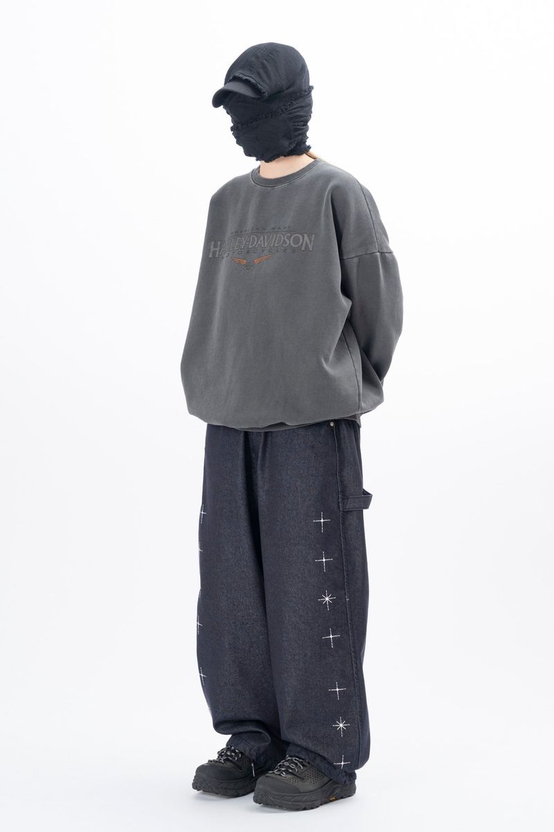 Gelly Embroidery Cross Carpenter Pants