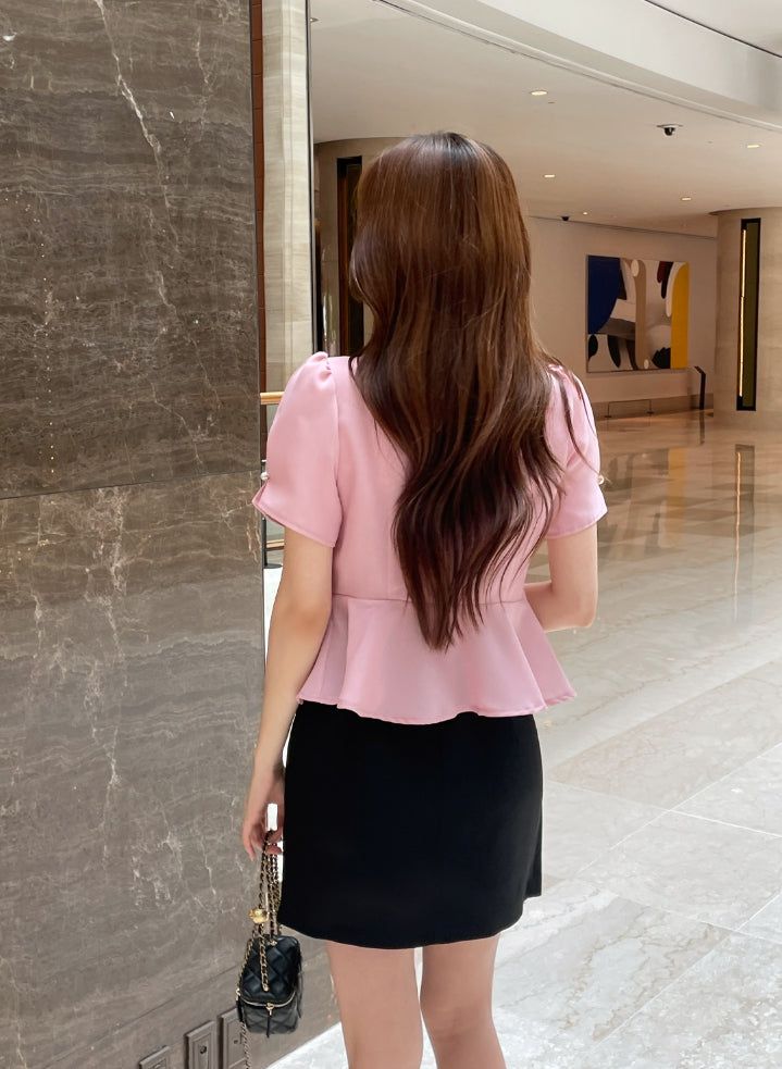 Beable Wrap Pleated Tweed Skirt Pants