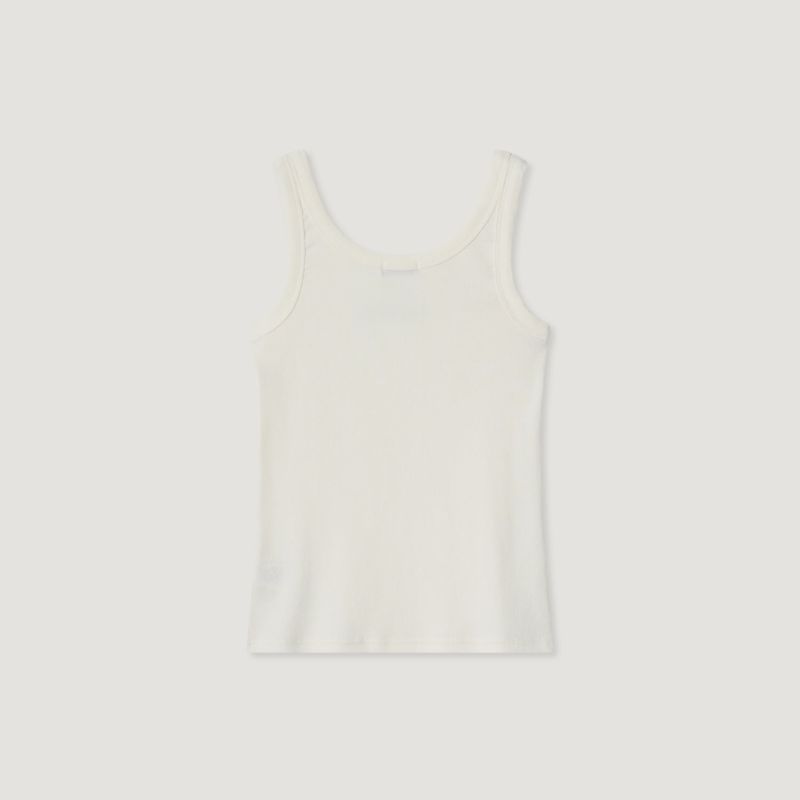 Ribbed Jersey Lettering Sleeveless T-shirt