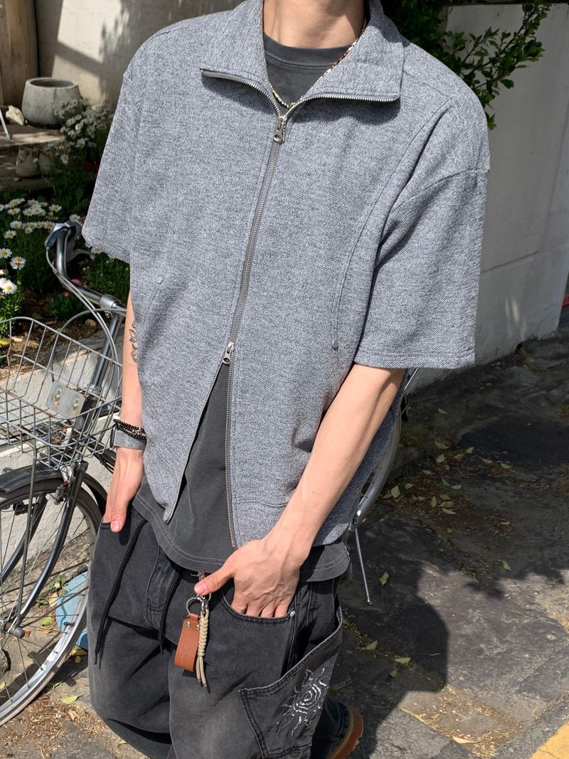 Comet Short-Sleeve Knit Zip-Up (6 Colors)
