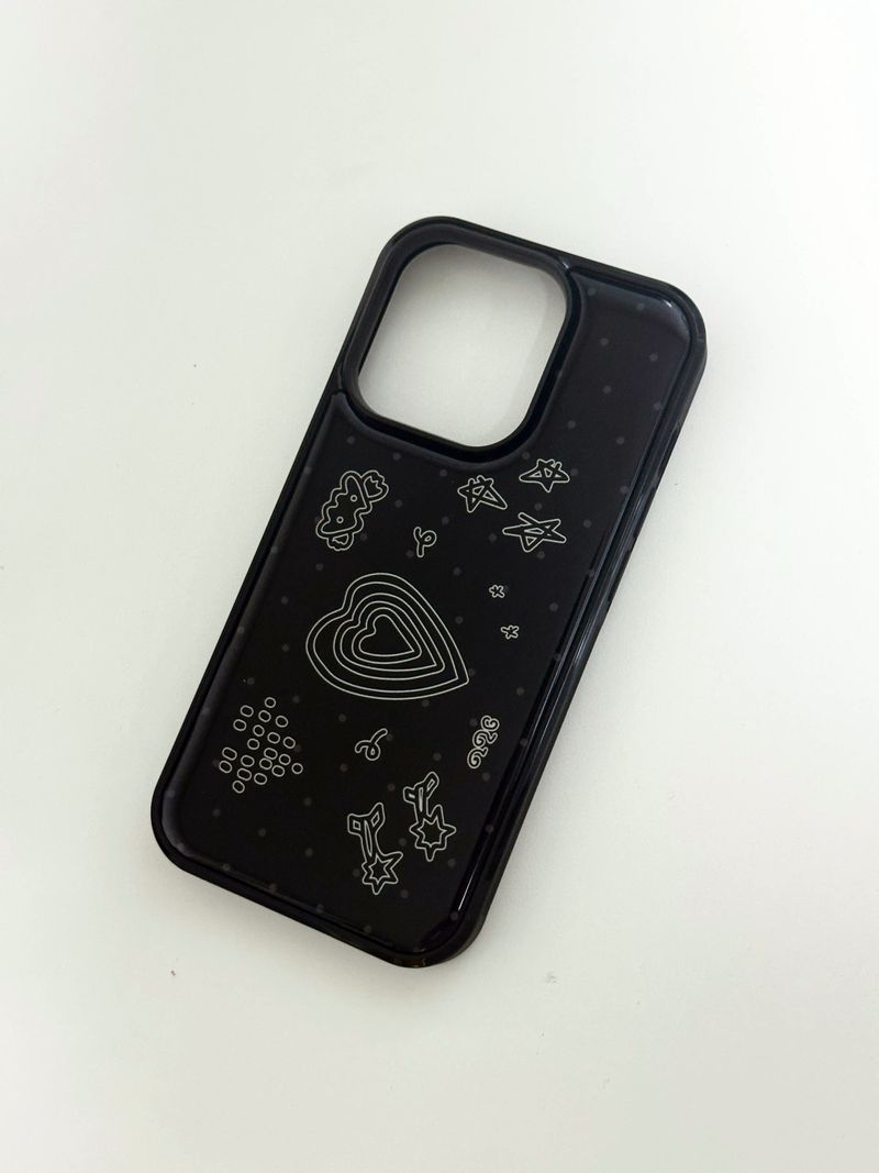 black heart epoxy phone case