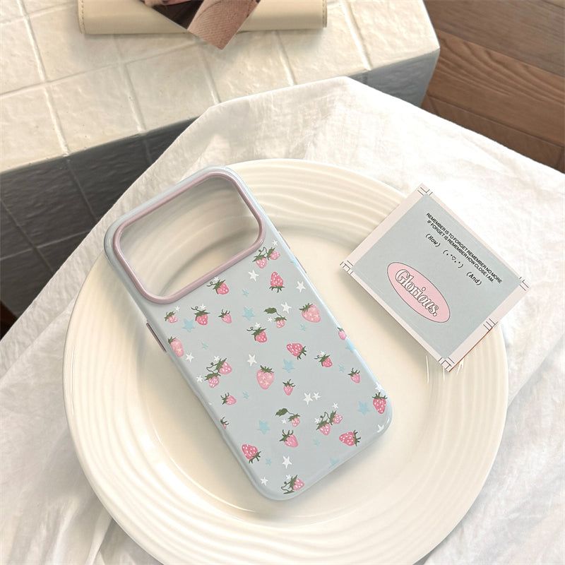 Strawberry & Star INS Style Soft iPhone Case (iPhone 13–17 Series)