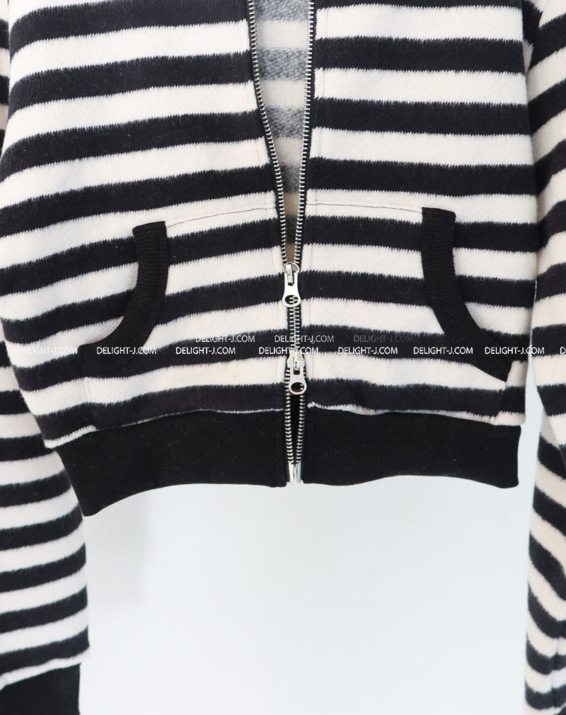 Tsuki Stripe Hooded Zip-Up Jacket