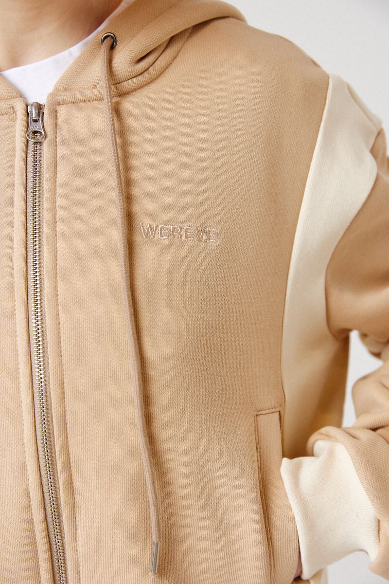 side-rib zip-up hoodie_beige/cream