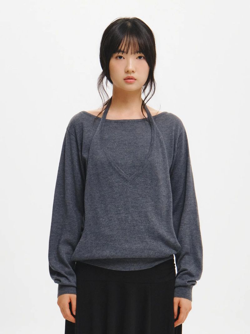RELAXED HALTER LAYERED PULLOVER
