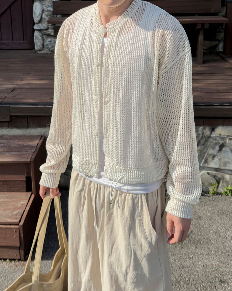Bellon Summer Mesh Crop Cardigan