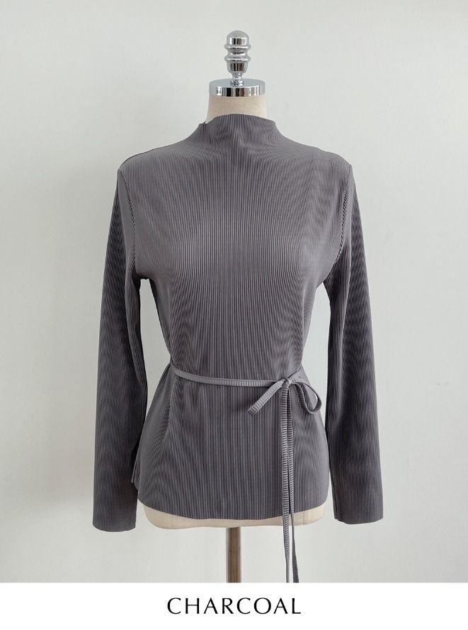 Serr Half-Neck Pleat Tee-Blouse (Strap Set)