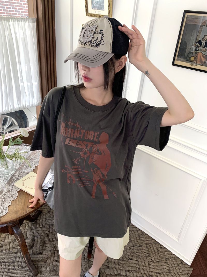 Bontu Summer Printed Overfit Short Sleeve T-Shirt