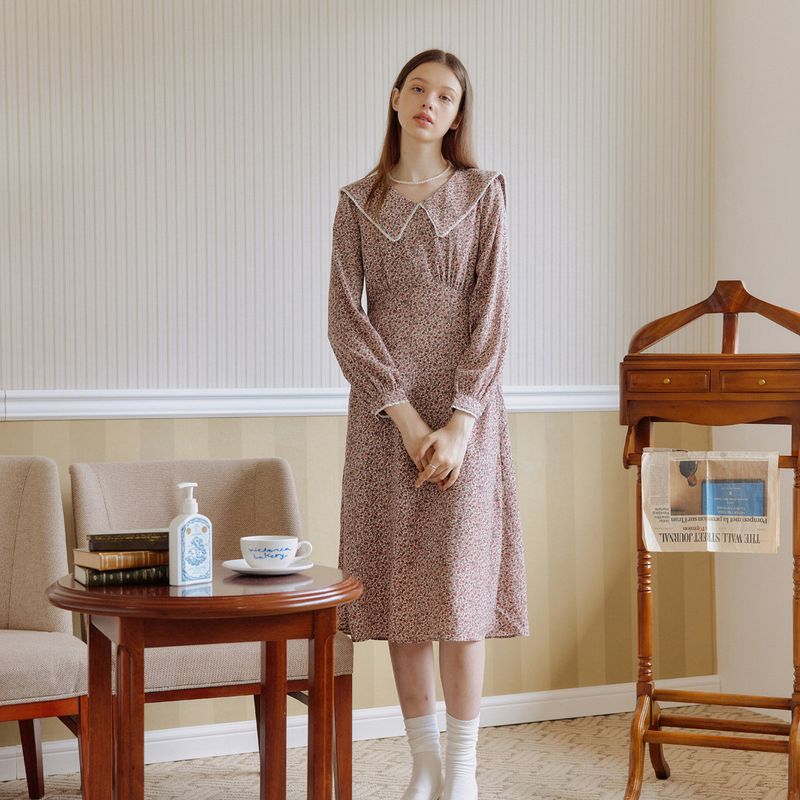 yuppe(ヤッピー)の「ビッグカラーワンピース / BIG COLLAR ONEPIECE_PINK(Dresses)」