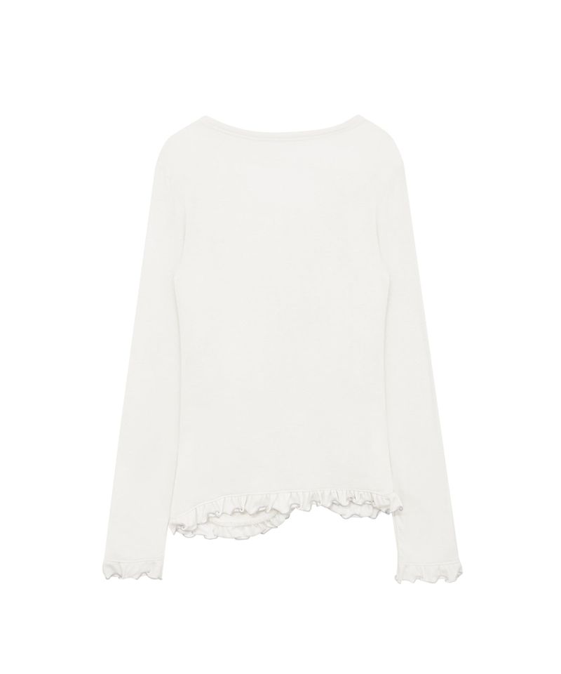 ASYMMETRIC SHIRRING LACE CARDIGAN DUSTY WHITE