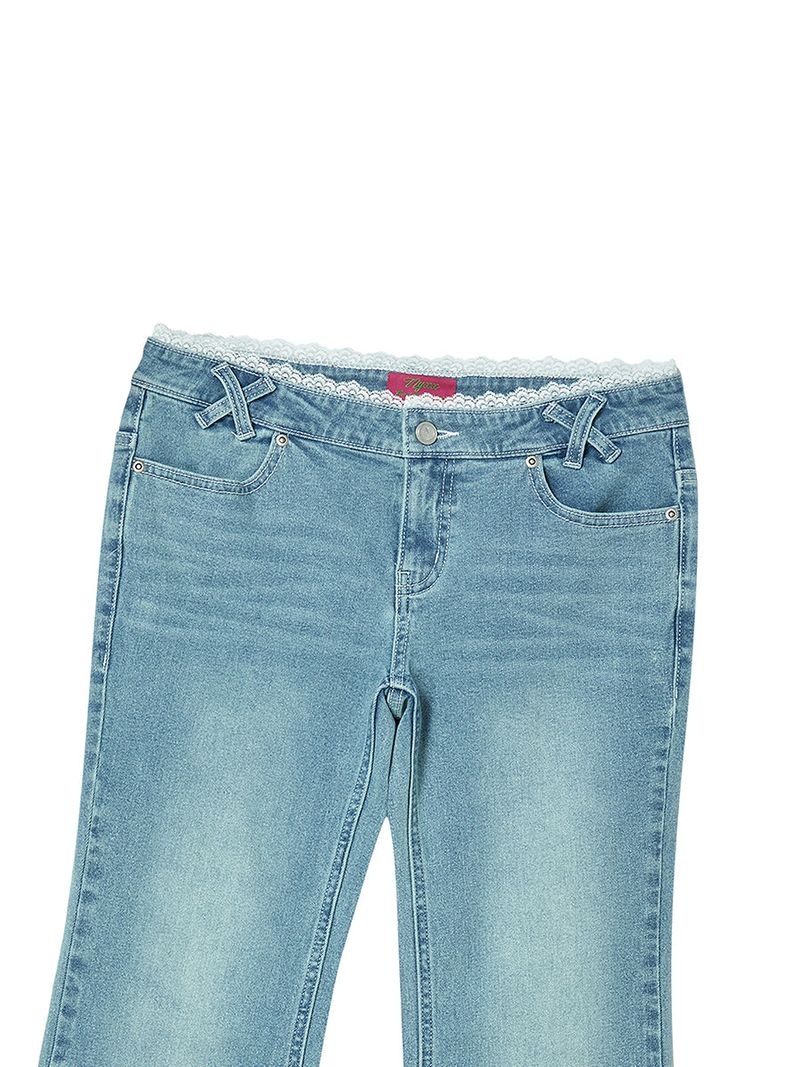 LACE BOOTCUT DENIM PANTS BLUE