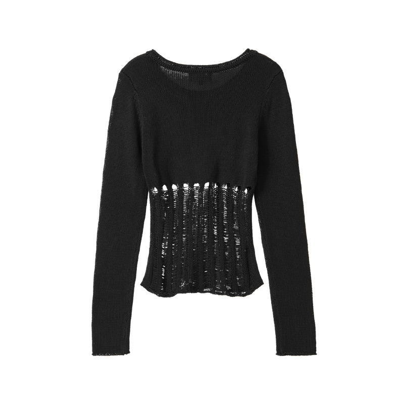Mesh Cutout Knit - BLACK