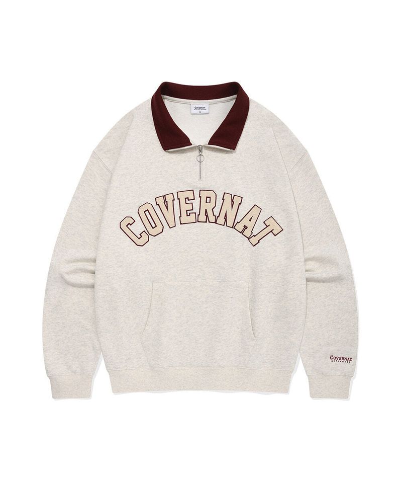 Covernat（カバーナット）の「Arch Logo Half Zip-Up Crewneck Oatmeal（Tops）」