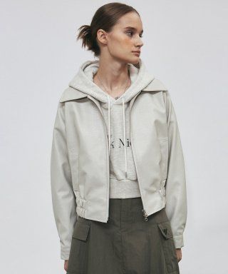 CLASSIC BLOUSON LEATHER JACKET_CREAM