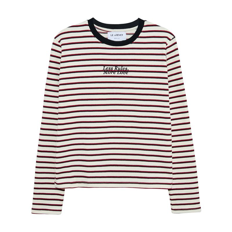 LE AREVEY（アルヴェイ）の「スリーブTシャツ クリーム/バーガンディー（トップス）」