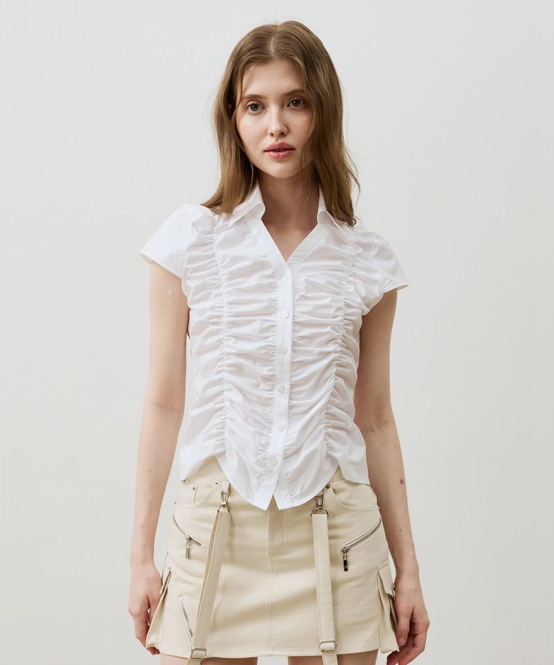 SYLPH SHIRRING SHIRT / WHITE