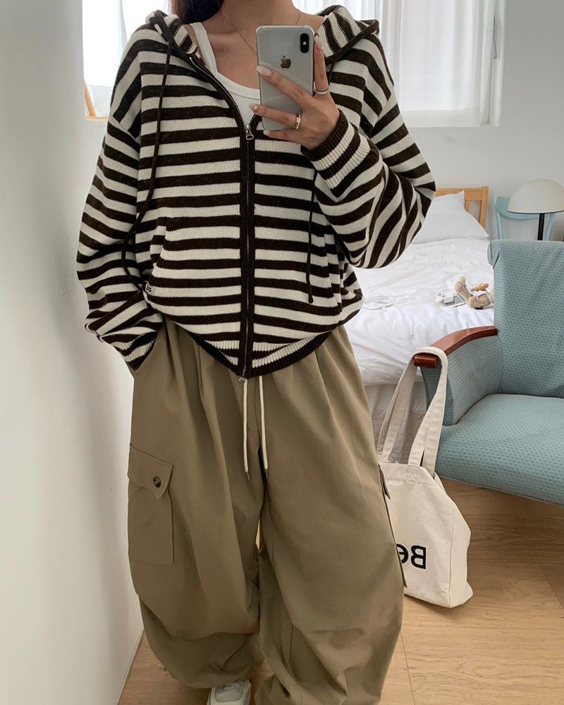 [MADE] Spell Food Border Knit Zip-Up