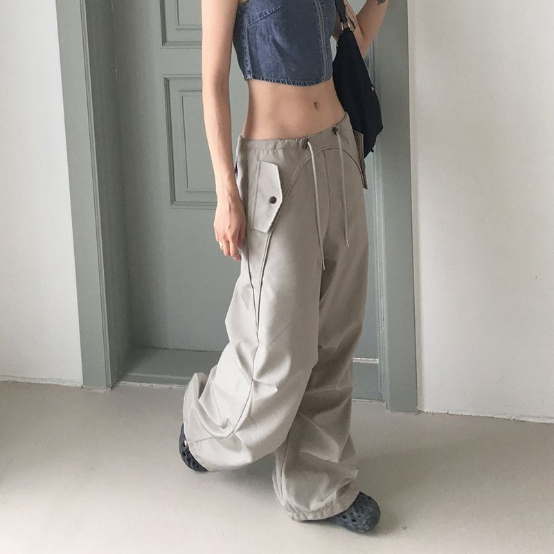 Ronber Pocket String Slit Wide Two-Way Pants