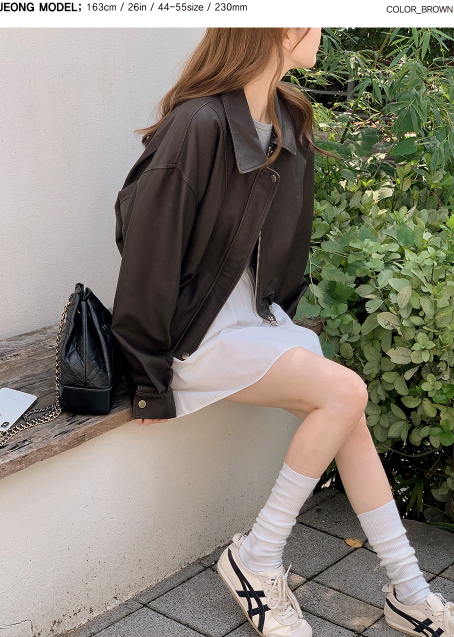 Classic Autumn Crop Leather Jacket (2color)