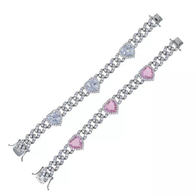 0083 [REDVELVET, ITZY, KEP1ER PICK] Full AAA zirconia heart bracelet