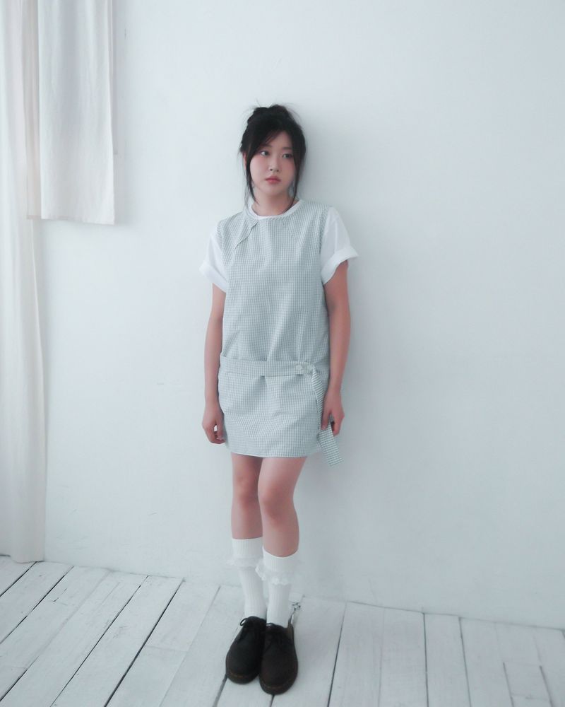 Fazed（フェイズド）の「check button dress /white（Dresses）」